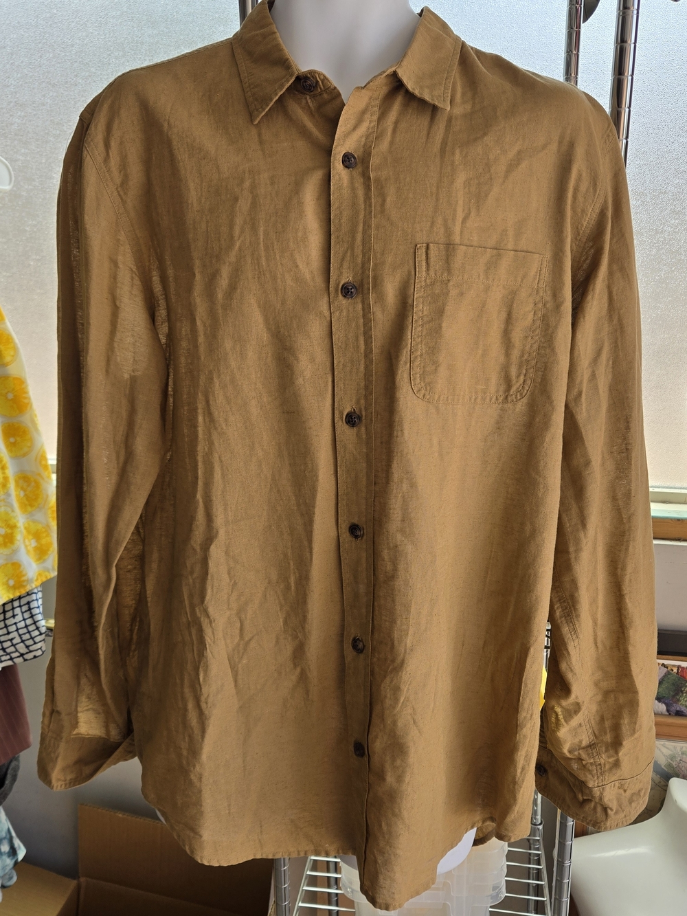 Mollusk California XL Brown Cotton Flax Shirt Surf Workwear